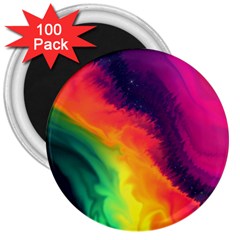 Rainbow Colorful Abstract Galaxy 3  Magnets (100 Pack)