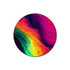 Rainbow Colorful Abstract Galaxy Rubber Round Coaster (4 Pack)