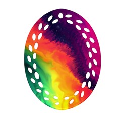 Rainbow Colorful Abstract Galaxy Ornament (oval Filigree)