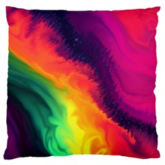 Rainbow Colorful Abstract Galaxy Large Premium Plush Fleece Cushion Case (two Sides)