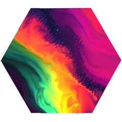 Rainbow Colorful Abstract Galaxy Wooden Puzzle Hexagon