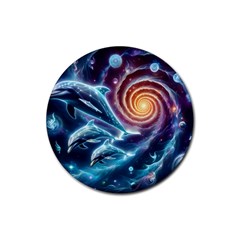 Dolphins Fantasy Rubber Coaster (round)