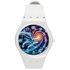 Dolphins Fantasy Round Plastic Sport Watch (m) by Ravend