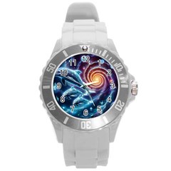 Dolphins Fantasy Round Plastic Sport Watch (l) by Ravend