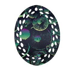 Psychedelic Mushrooms Background Oval Filigree Ornament (two Sides)