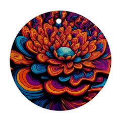 Flowers Painting Round Ornament (two Sides)