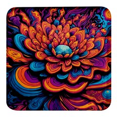 Flowers Painting Square Glass Fridge Magnet (4 Pack)