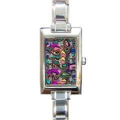 Bending Rotate Distort Waves Rectangle Italian Charm Watch by Ravend