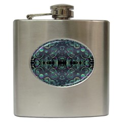 Background Pattern Mushrooms Hip Flask (6 Oz) by Ravend