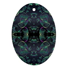 Background Pattern Mushrooms Oval Ornament (two Sides)