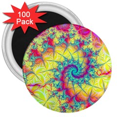 Fractal Spiral Abstract Background 3  Magnets (100 Pack) by Ravend