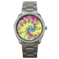 Fractal Spiral Abstract Background Sport Metal Watch