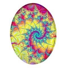 Fractal Spiral Abstract Background Oval Glass Fridge Magnet (4 Pack) by Ravend