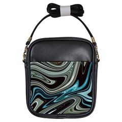 Abstract Waves Background Wallpaper Girls Sling Bag