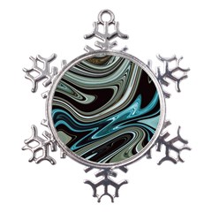 Abstract Waves Background Wallpaper Metal Large Snowflake Ornament by Ravend