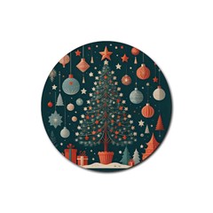 Tree Christmas Rubber Coaster (round) by Vaneshop