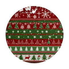 Christmas Decoration Winter Xmas Pattern Round Ornament (two Sides) by Vaneshop