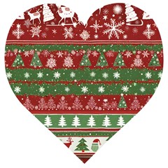 Christmas Decoration Winter Xmas Pattern Wooden Puzzle Heart by Vaneshop