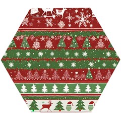 Christmas Decoration Winter Xmas Pattern Wooden Puzzle Hexagon by Vaneshop