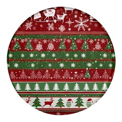 Christmas Decoration Winter Xmas Pattern Round Glass Fridge Magnet (4 Pack)