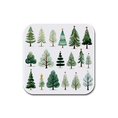 Christmas Trees Rubber Square Coaster (4 pack)