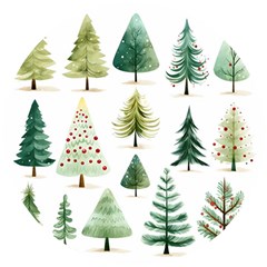 Christmas Xmas Trees Wooden Puzzle Round by Vaneshop