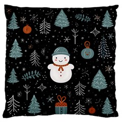 Snowman Christmas Large Premium Plush Fleece Cushion Case (two Sides) by Vaneshop