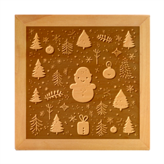 Snowman Christmas Wood Photo Frame Cube
