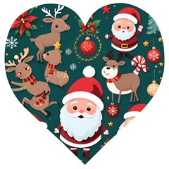 Christmas Santa Claus Wooden Puzzle Heart by Vaneshop