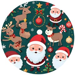 Christmas Santa Claus Wooden Puzzle Round by Vaneshop