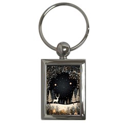 Christmas Winter Xmas Scene Nature Forest Tree Moon Key Chain (rectangle) by Vaneshop