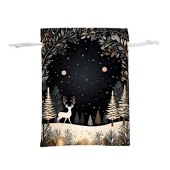 Christmas Winter Xmas Scene Nature Forest Tree Moon Lightweight Drawstring Pouch (s) by Vaneshop