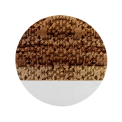 Floral Time In Peace And Love Marble Wood Coaster (round) by pepitasart