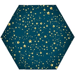 Star Golden Pattern Christmas Design White Gold Wooden Puzzle Hexagon by Vaneshop