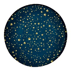 Star Golden Pattern Christmas Design White Gold Round Glass Fridge Magnet (4 Pack)