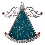 Star Golden Pattern Christmas Design White Gold Metal Angel with Crystal Ornament Front