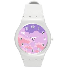 Sky Nature Sunset Clouds Space Fantasy Sunrise Round Plastic Sport Watch (m) by Vaneshop