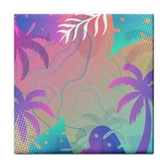 Palm Trees Leaves Plants Tropical Wreath Face Towel by Vaneshop