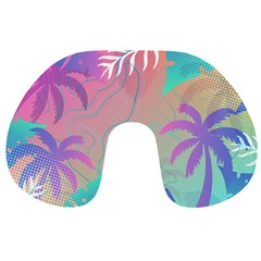 Palm Trees Leaves Plants Tropical Wreath Travel Neck Pillow by Vaneshop