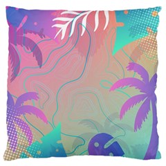 Palm Trees Leaves Plants Tropical Wreath Large Premium Plush Fleece Cushion Case (two Sides) by Vaneshop