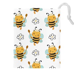 Art Bee Pattern Design Wallpaper Background Drawstring Pouch (5xl) by Vaneshop