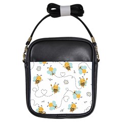 Bee Art Pattern Design Wallpaper Background Print Girls Sling Bag by Vaneshop