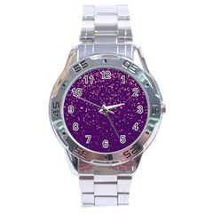 Purple Glittery Backdrop Scrapbooking Sparkle Stainless Steel Analogue Watch by Vaneshop