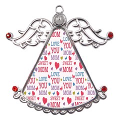 Love Mom Happy Mothers Day I Love Mom Graphic Metal Angel With Crystal Ornament by Vaneshop