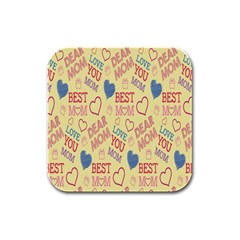 Love Mom Happy Mothers Day I Love Mom Graphic Pattern Rubber Square Coaster (4 Pack) by Vaneshop