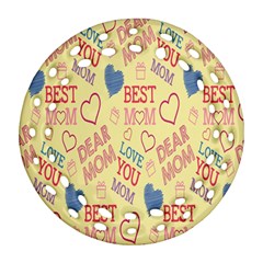 Love Mom Happy Mothers Day I Love Mom Graphic Pattern Ornament (round Filigree) by Vaneshop