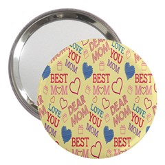 Love Mom Happy Mothers Day I Love Mom Graphic Pattern 3  Handbag Mirrors by Vaneshop