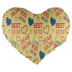Love Mom Happy Mothers Day I Love Mom Graphic Pattern Large 19  Premium Flano Heart Shape Cushions by Vaneshop