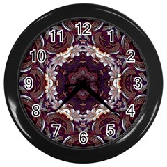 Rosette Kaleidoscope Mosaic Abstract Background Wall Clock (black) by Vaneshop