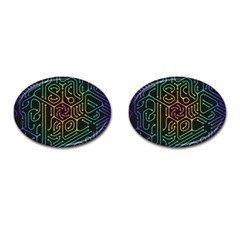 Circuit Hexagonal Geometric Pattern Background Pattern Cufflinks (oval) by Vaneshop